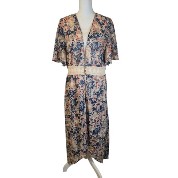 Dizzire Embroidered Kimono Women Size 3X Sheer Beach Cover Up Feminine Romantic - Picture 1 of 12